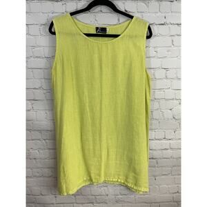 Fenini women's Yellow linen Top Tunic Sleeveless Lagenlook size large USA